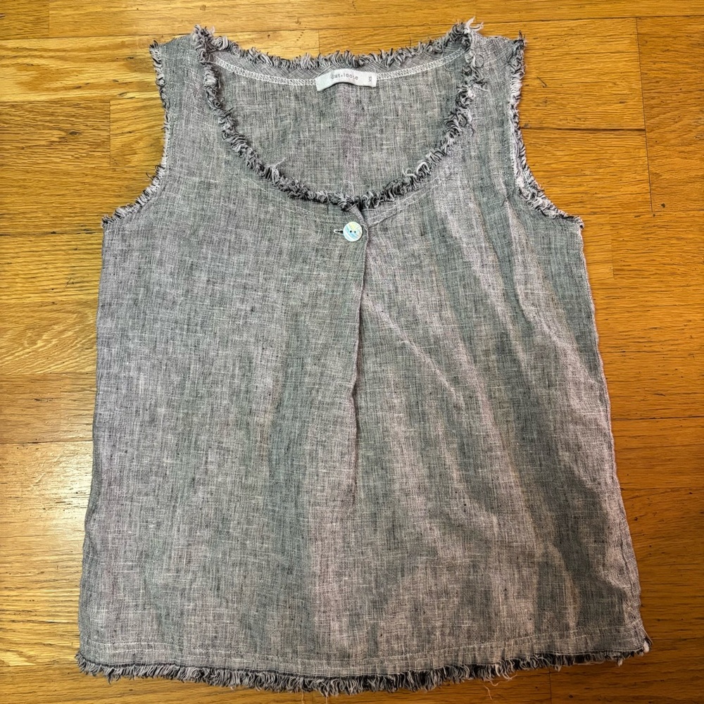 Cut Loose Linen Cotton Boho Lagenlook Coastal Slouchy Resortwear Tank Top XS